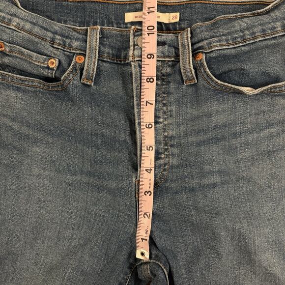 Levis Wedgie Straight Jeans | Women 28 X 27 | Raw Hem Button Fly High Rise Denim - Picture 6 of 11